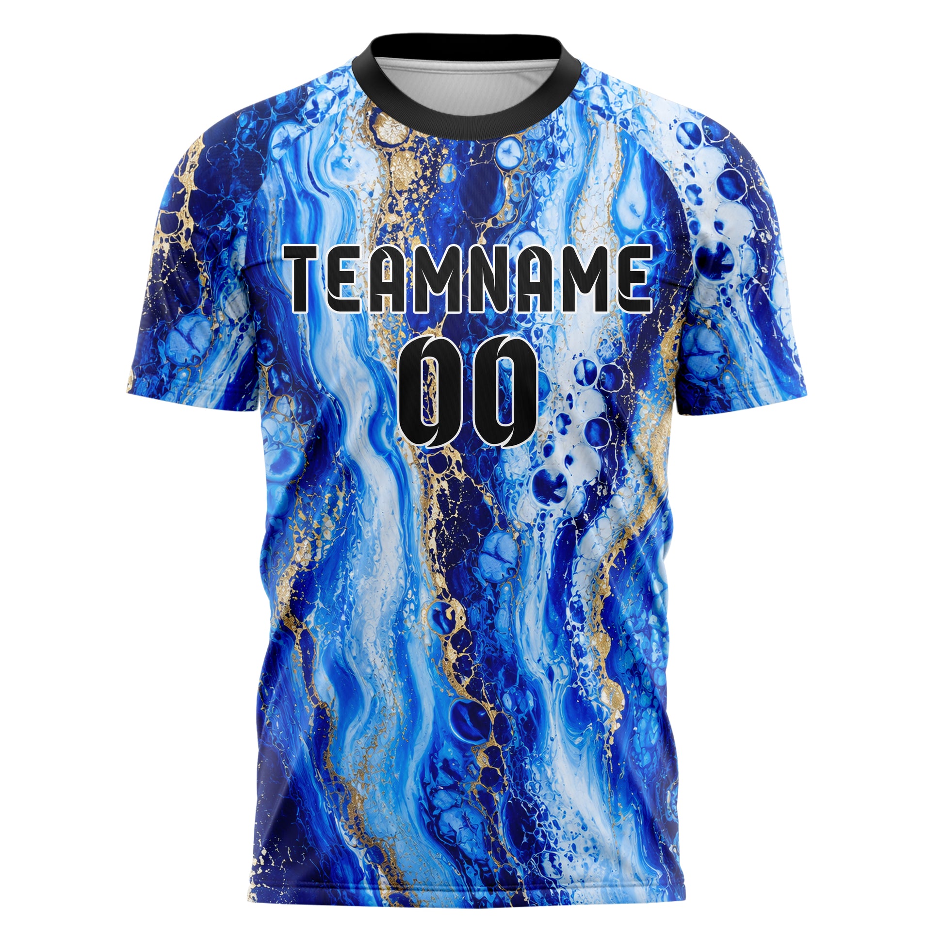 Royalblau lebendiges Marmor Liquid Cells Design 14-0049 individuelles Fußballtrikot front