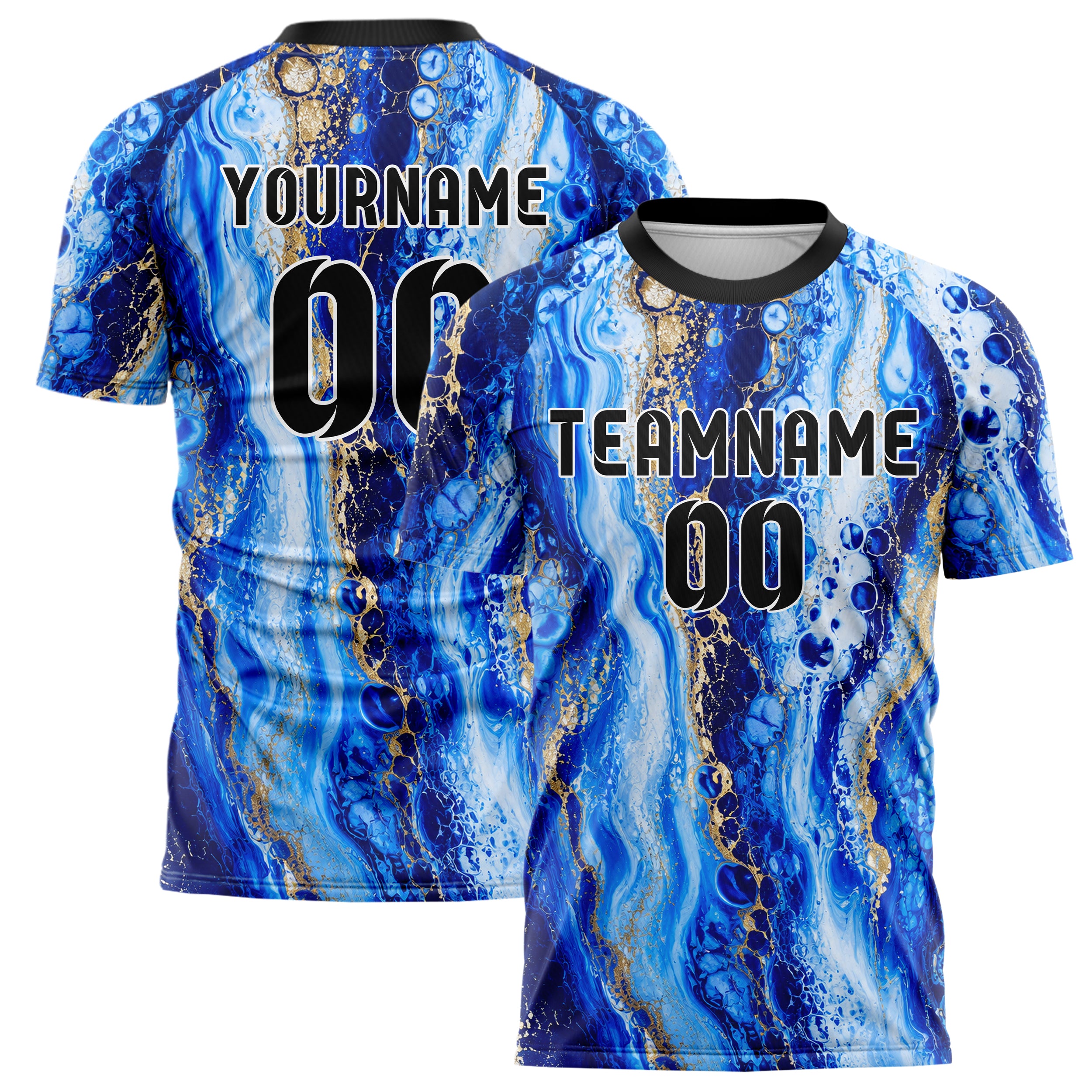Royalblau lebendiges Marmor Liquid Cells Design 14-0049 individuelles Fußballtrikot main