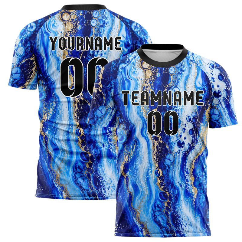 Royalblau lebendiges Marmor Liquid Cells Design 14-0049 individuelles Fußballtrikot main