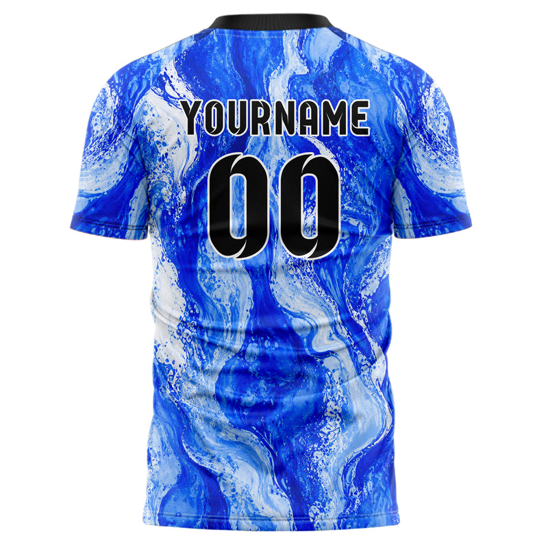 Royalblau lebendiges Marmor Ribbon Pools Design 14-0010 individuelles Fußballtrikot back