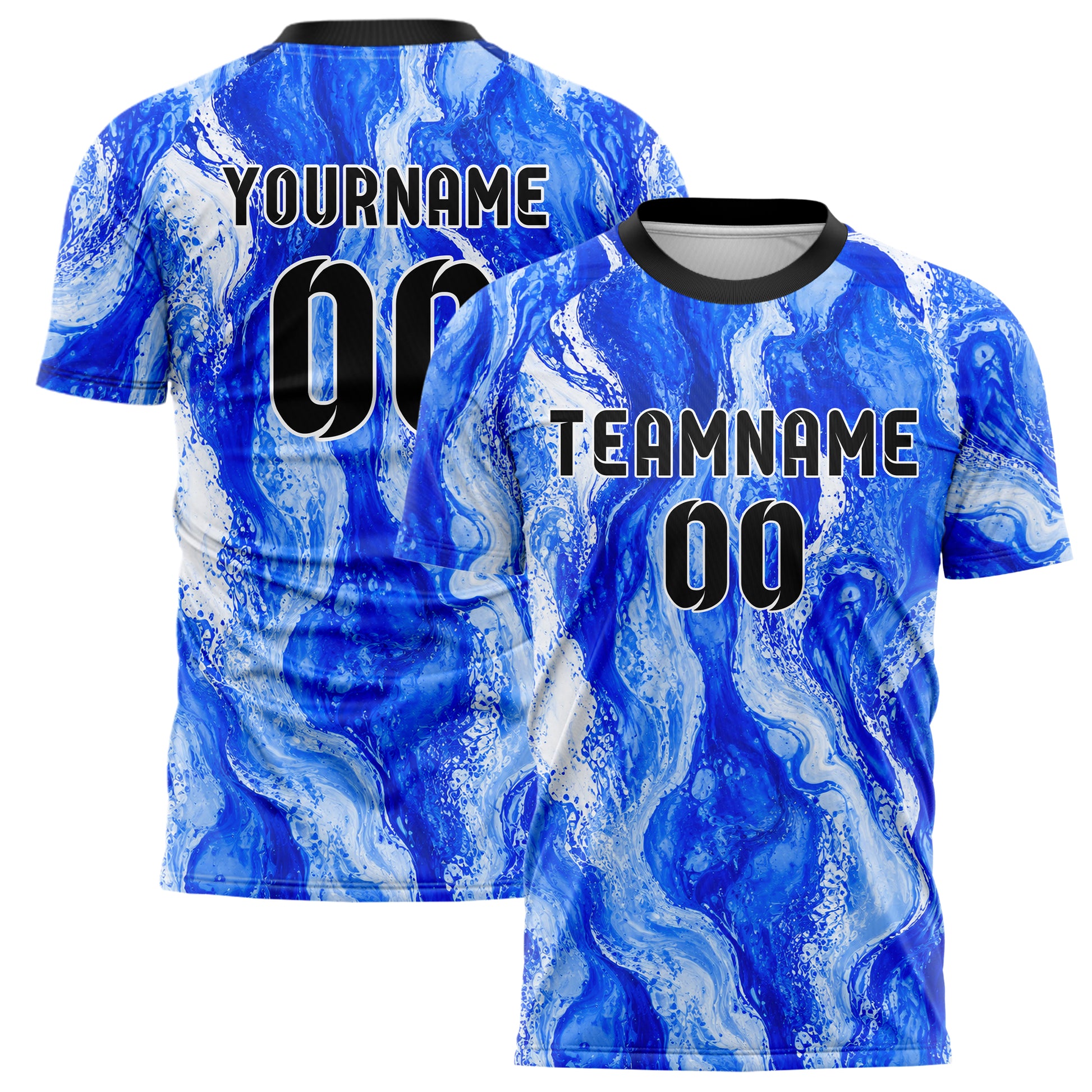 Royalblau lebendiges Marmor Ribbon Pools Design 14-0010 individuelles Fußballtrikot main