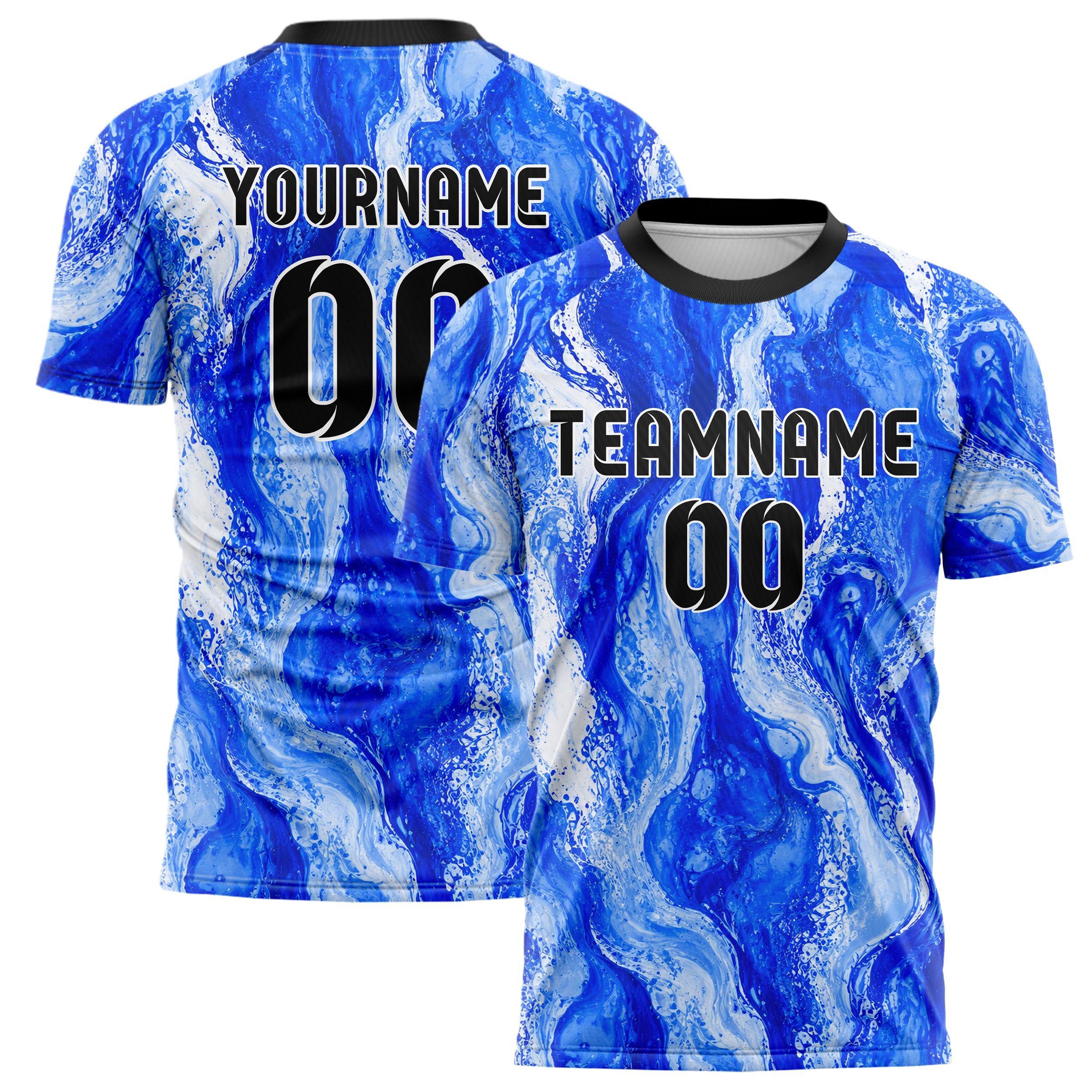 Royalblau lebendiges Marmor Ribbon Pools Design 14-0010 individuelles Fußballtrikot main