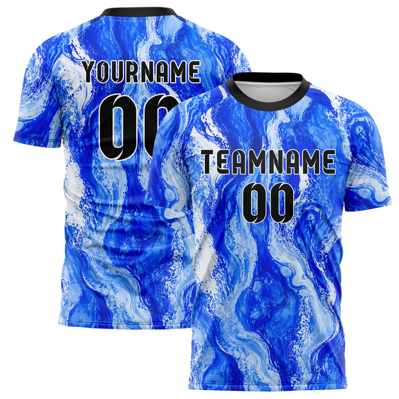 Royalblau lebendiges Marmor Ribbon Pools Design 14-0010 individuelles Fußballtrikot main