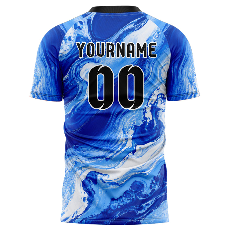 Royalblau lebendiges Marmor Ribbon Pools Design 14-0046 individuelles Fußballtrikot back