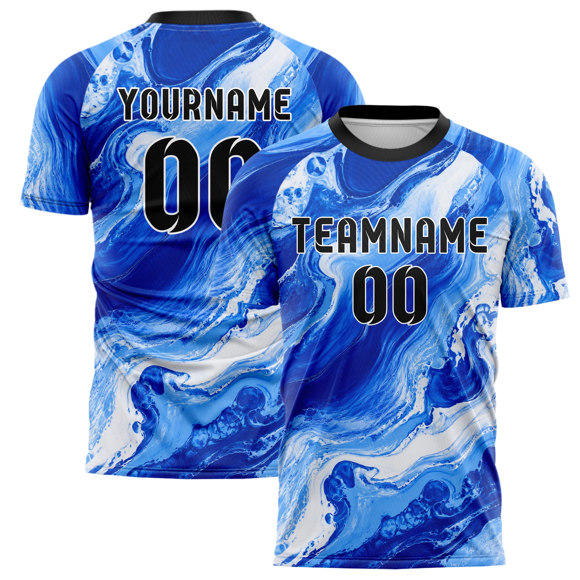 Royalblau lebendiges Marmor Ribbon Pools Design 14-0046 individuelles Fußballtrikot main