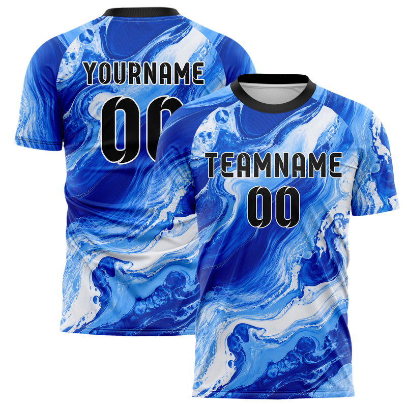 Royalblau lebendiges Marmor Ribbon Pools Design 14-0046 individuelles Fußballtrikot main