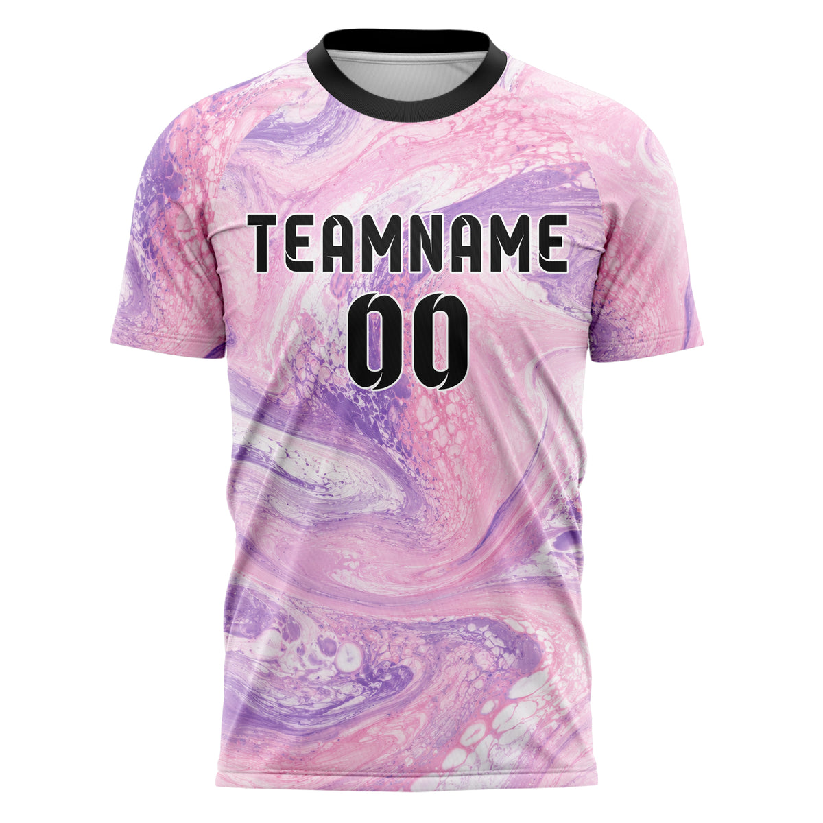 Hellrosa pastelliges Marmor Ocean Wave Fluid Design 14-0012 individuelles Fußballtrikot front