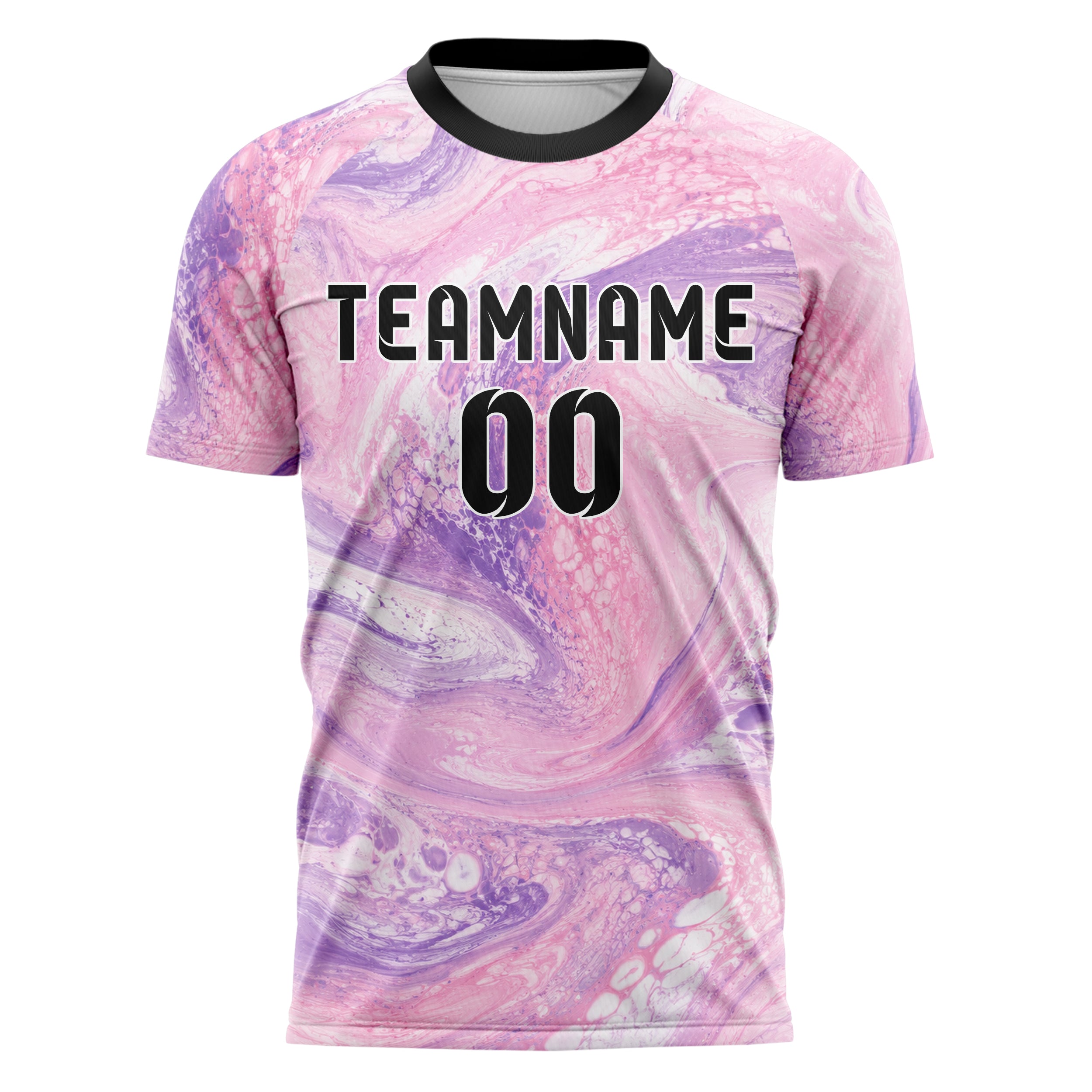 Hellrosa pastelliges Marmor Ocean Wave Fluid Design 14-0012 individuelles Fußballtrikot front