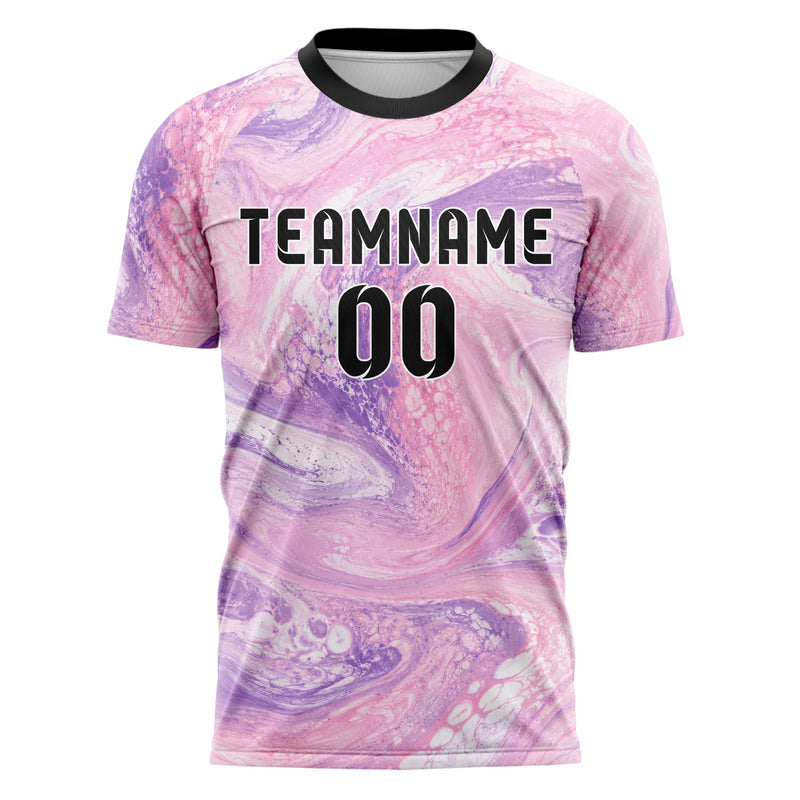 Hellrosa pastelliges Marmor Ocean Wave Fluid Design 14-0012 individuelles Fußballtrikot front