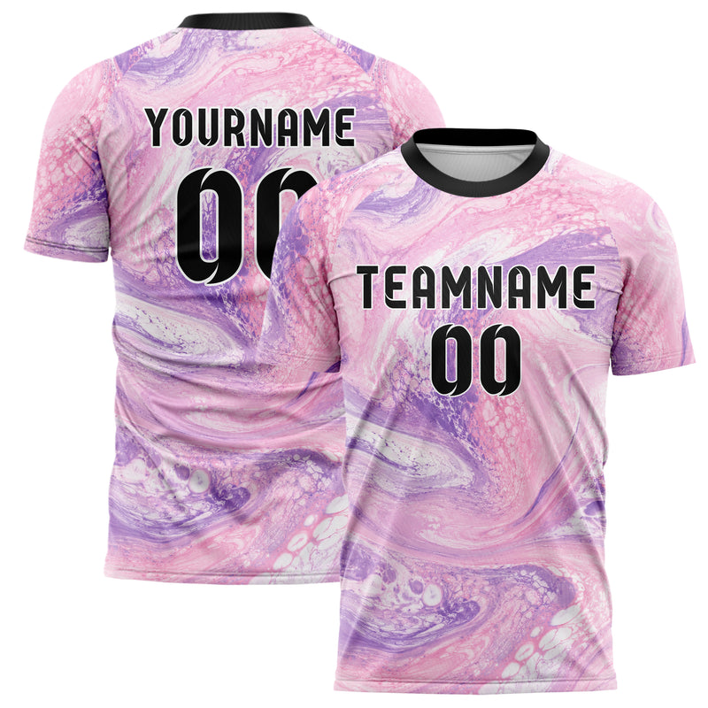 Hellrosa pastelliges Marmor Ocean Wave Fluid Design 14-0012 individuelles Fußballtrikot main