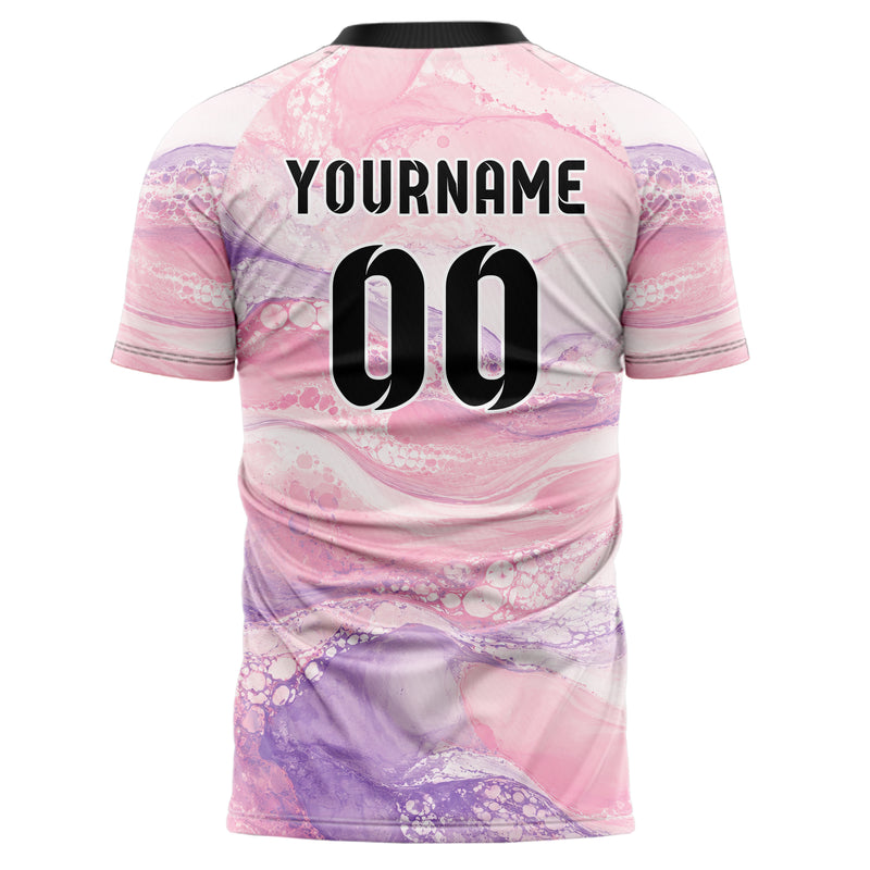 Hellrosa pastelliges Marmor Ocean Wave Fluid Design 14-0024 individuelles Fußballtrikot back