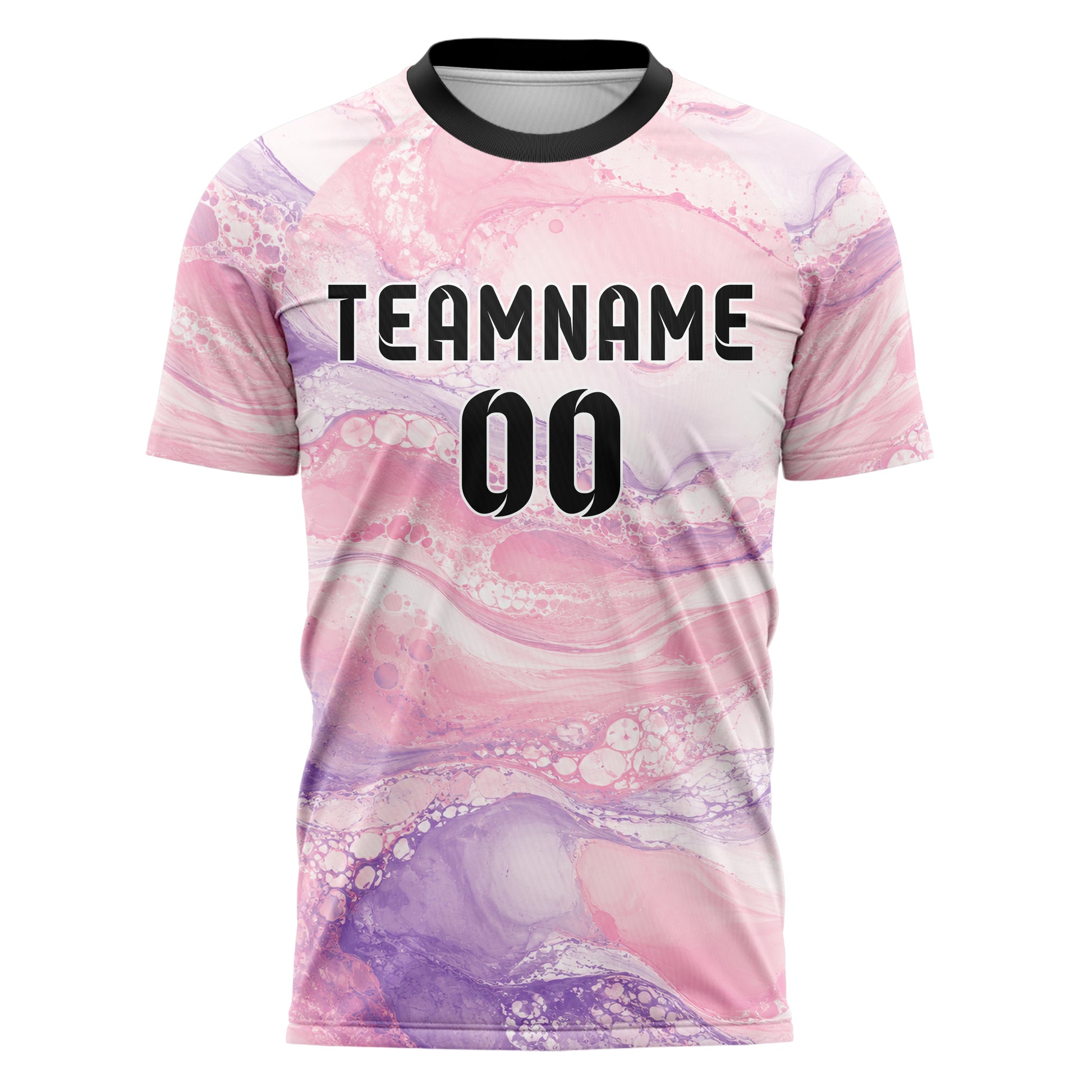 Hellrosa pastelliges Marmor Ocean Wave Fluid Design 14-0024 individuelles Fußballtrikot front