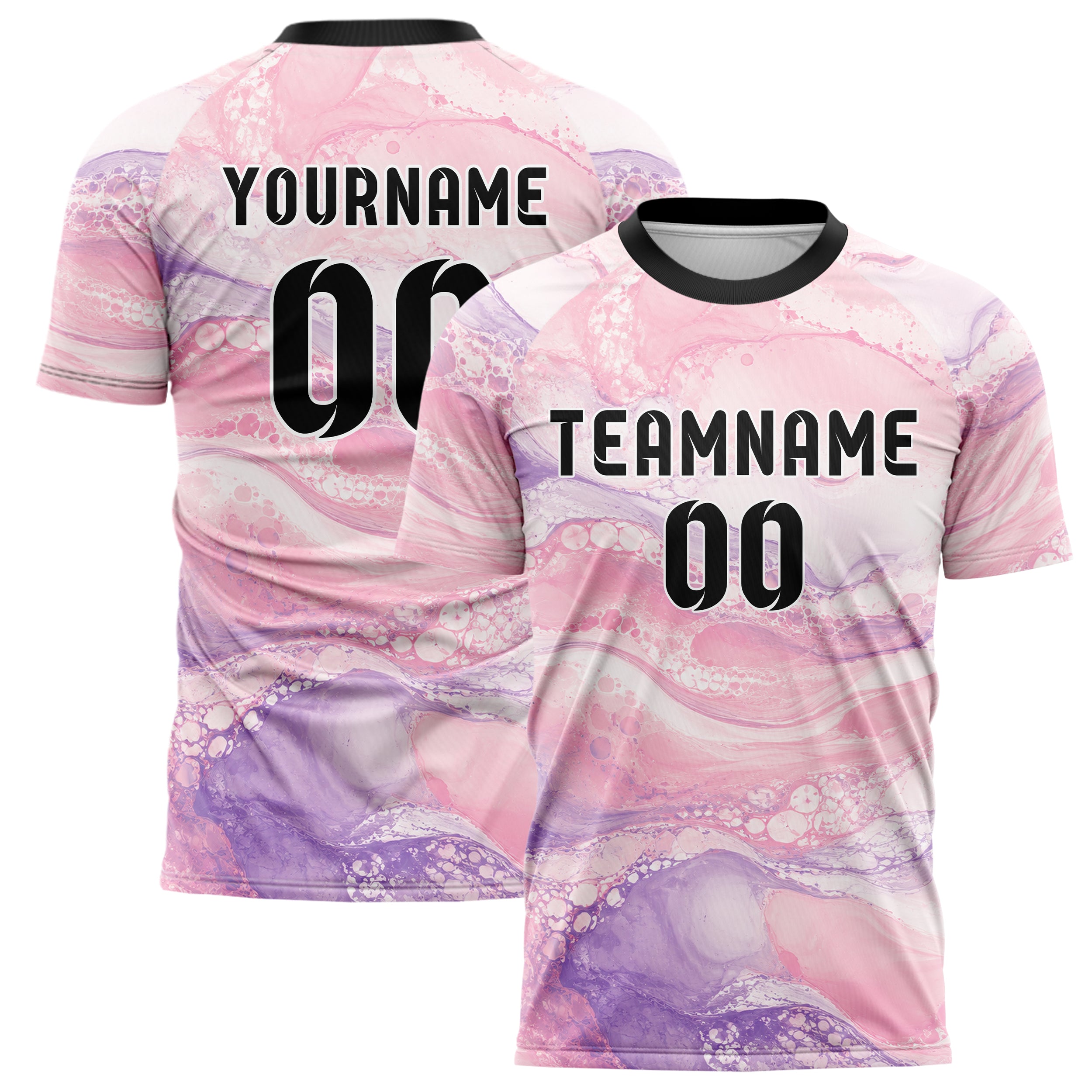 Hellrosa pastelliges Marmor Ocean Wave Fluid Design 14-0024 individuelles Fußballtrikot main