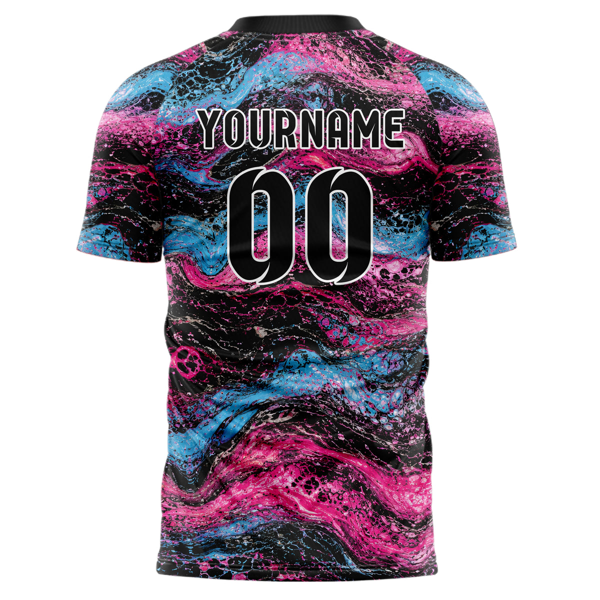 Schwarz lebendiges Marmor Acrylic Pour Design 14-0017 individuelles Fußballtrikot back