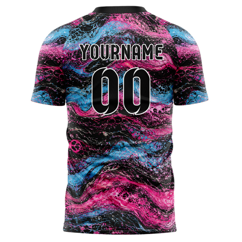 Schwarz lebendiges Marmor Acrylic Pour Design 14-0017 individuelles Fußballtrikot back