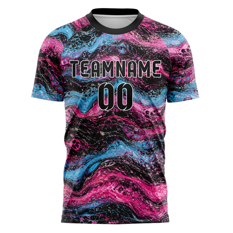 Schwarz lebendiges Marmor Acrylic Pour Design 14-0017 individuelles Fußballtrikot front