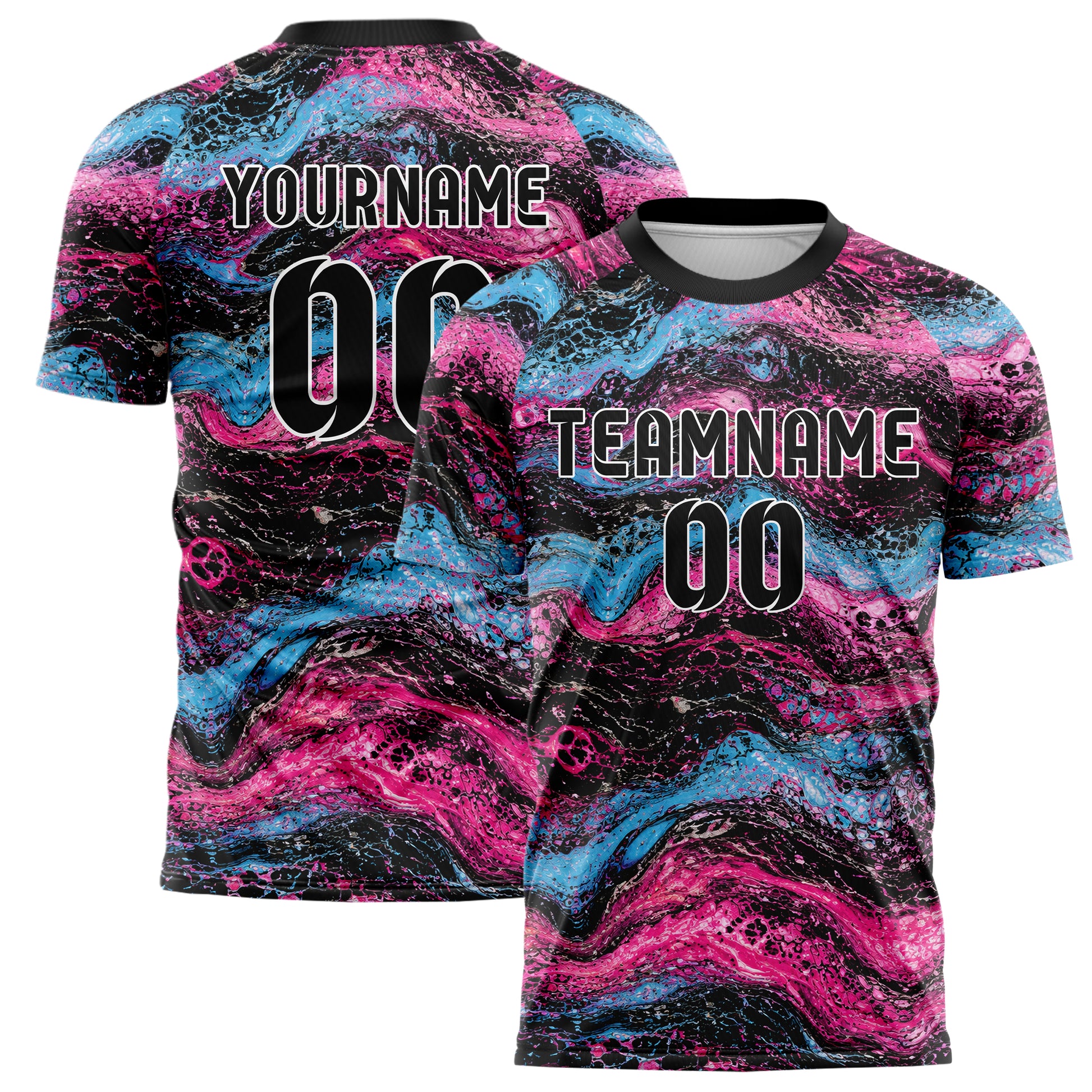 Schwarz lebendiges Marmor Acrylic Pour Design 14-0017 individuelles Fußballtrikot main