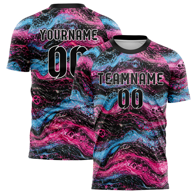 Schwarz lebendiges Marmor Acrylic Pour Design 14-0017 individuelles Fußballtrikot main