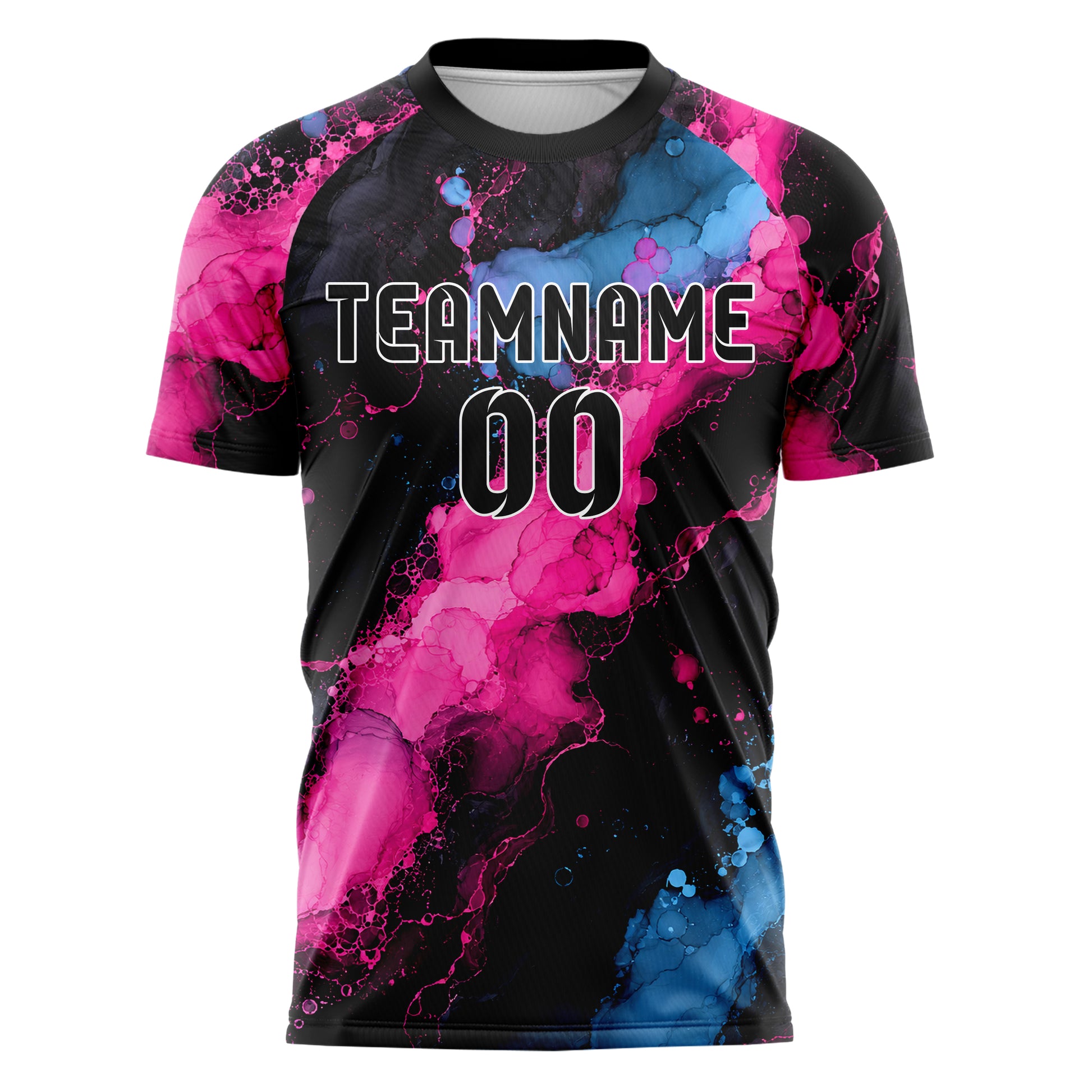 Schwarz lebendiges Marmor Alcohol Ink Water Design 14-0020 individuelles Fußballtrikot front