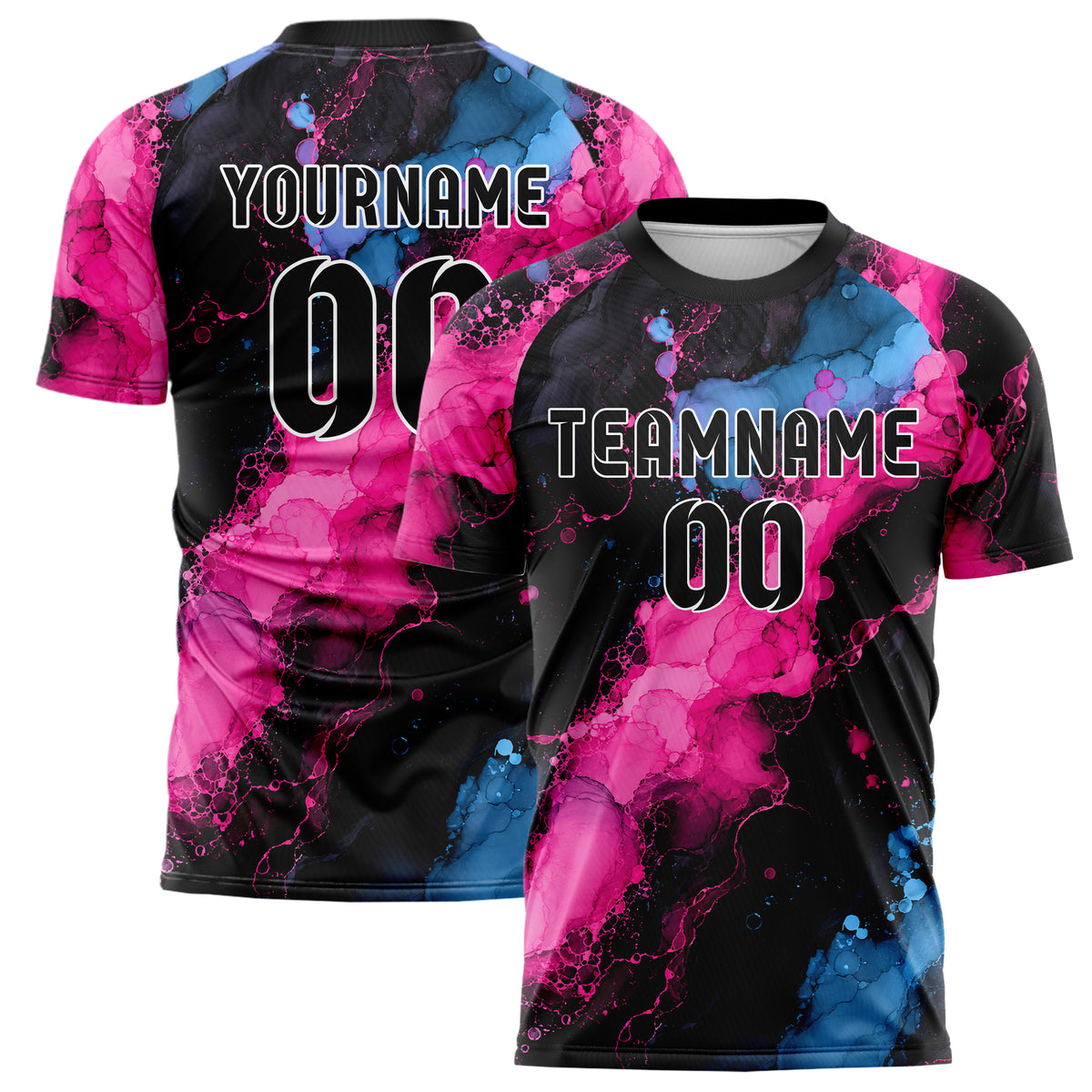 Schwarz lebendiges Marmor Alcohol Ink Water Design 14-0020 individuelles Fußballtrikot main