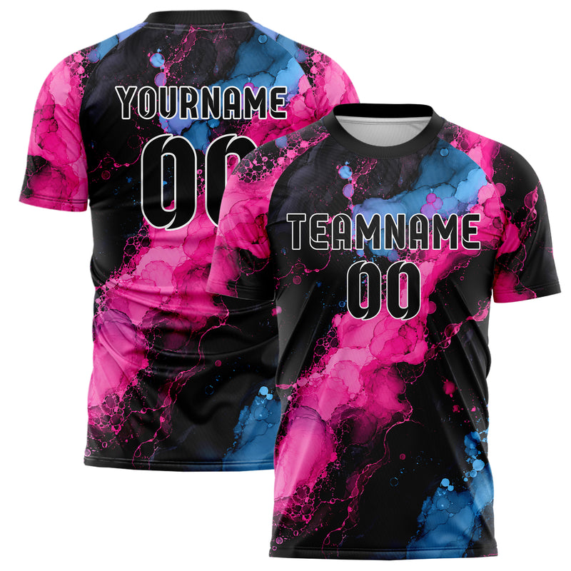 Schwarz lebendiges Marmor Alcohol Ink Water Design 14-0020 individuelles Fußballtrikot main
