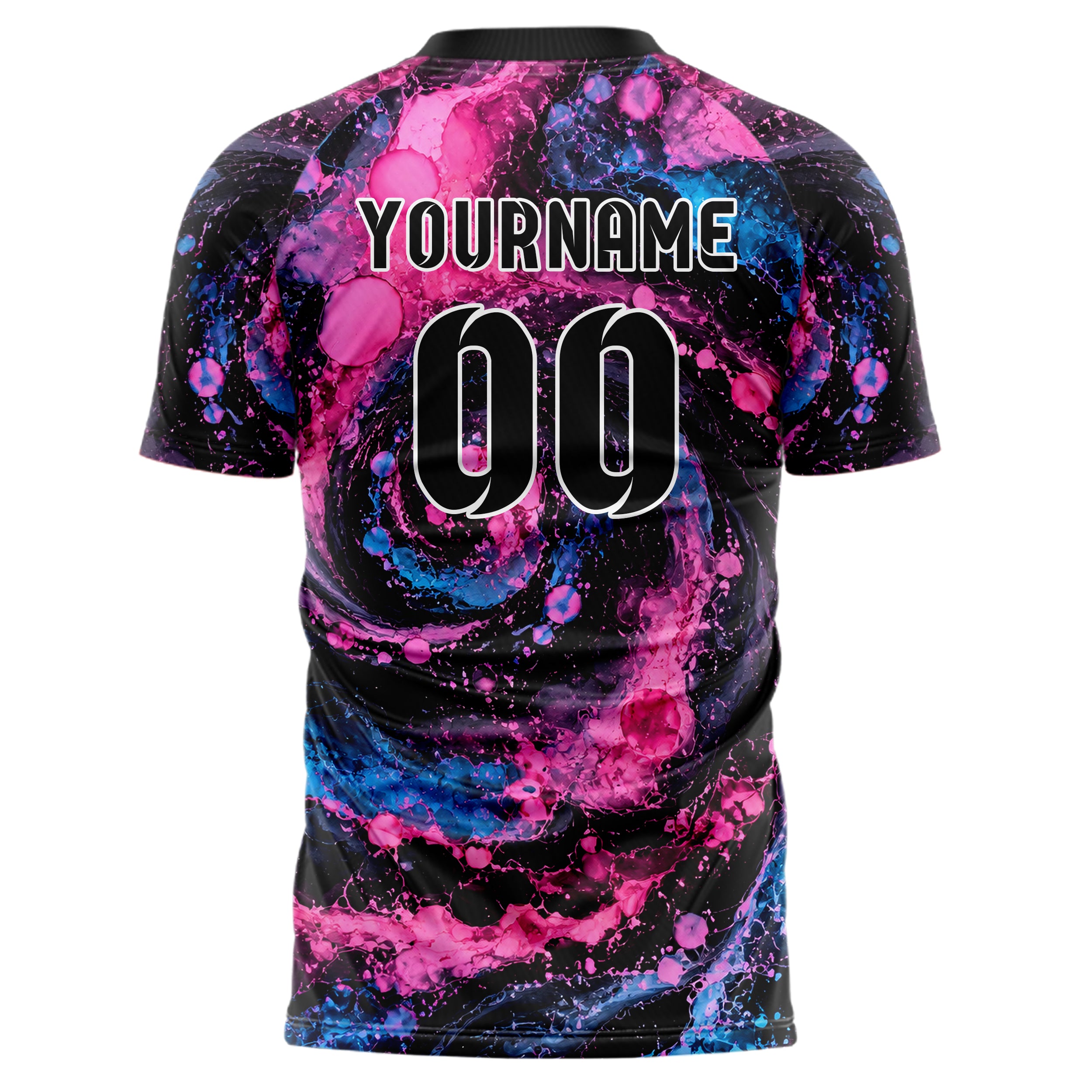 Schwarz lebendiges Marmor Alcohol Ink Water Design 14-0032 individuelles Fußballtrikot back