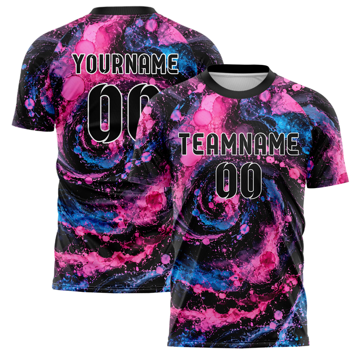 Schwarz lebendiges Marmor Alcohol Ink Water Design 14-0032 individuelles Fußballtrikot main