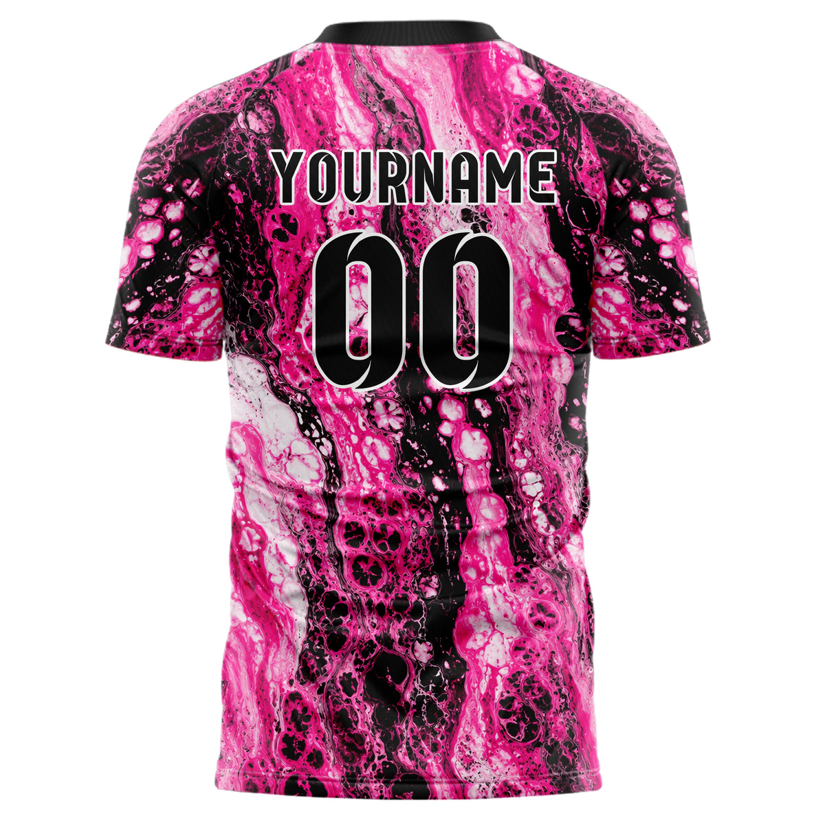 Hot Pink lebendiges Marmor Liquid Cells Design 14-0007 individuelles Fußballtrikot back