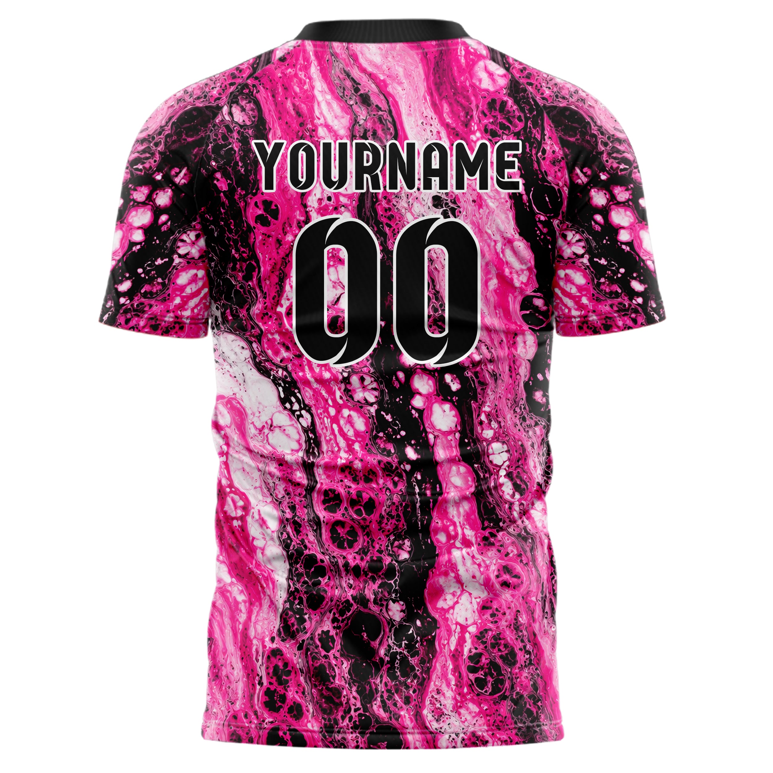 Hot Pink lebendiges Marmor Liquid Cells Design 14-0007 individuelles Fußballtrikot back