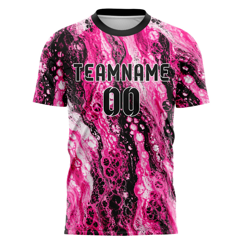 Hot Pink lebendiges Marmor Liquid Cells Design 14-0007 individuelles Fußballtrikot front