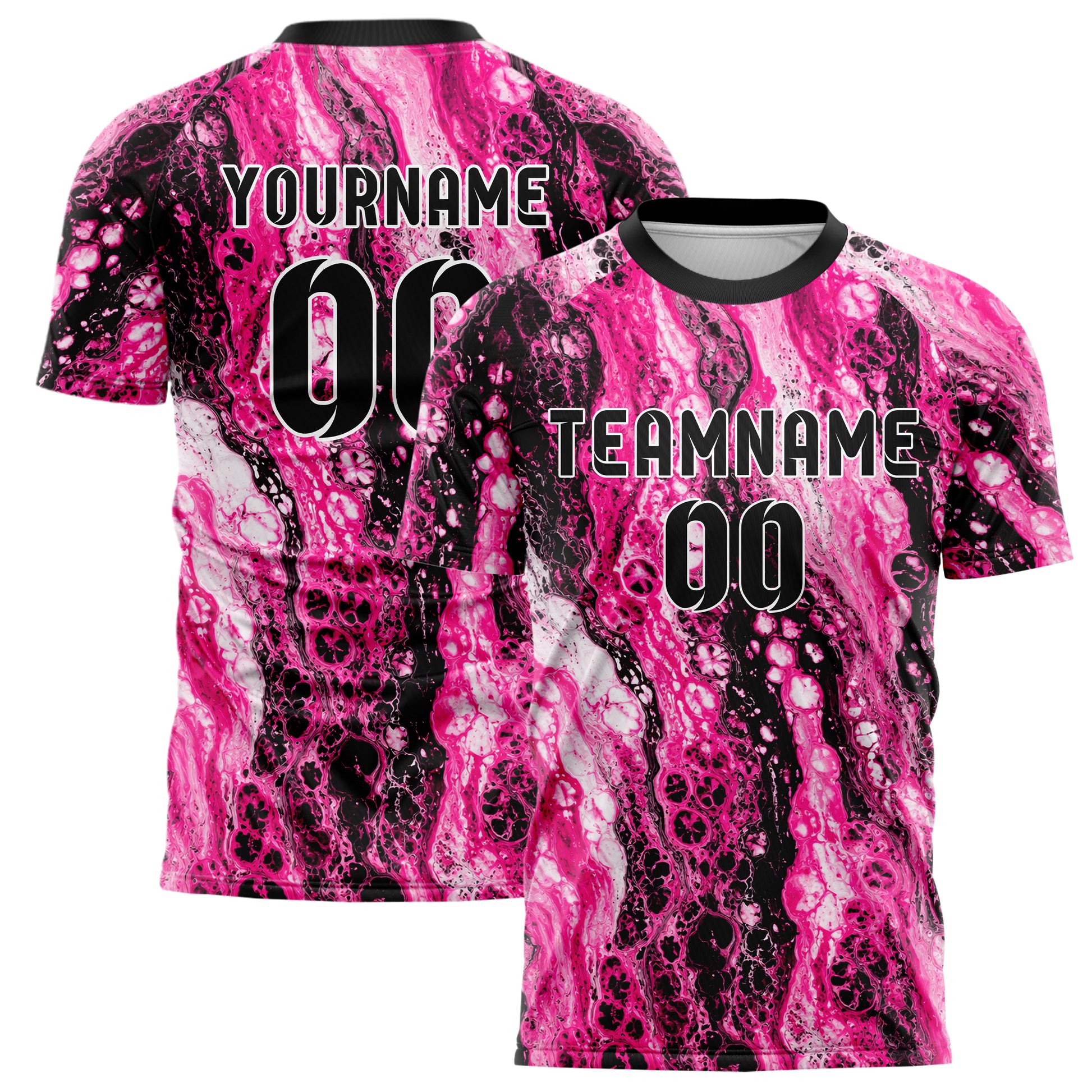 Hot Pink lebendiges Marmor Liquid Cells Design 14-0007 individuelles Fußballtrikot main