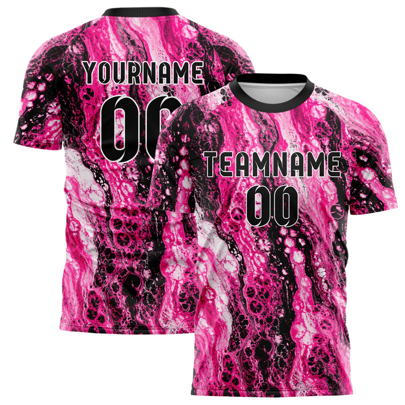 Hot Pink lebendiges Marmor Liquid Cells Design 14-0007 individuelles Fußballtrikot main