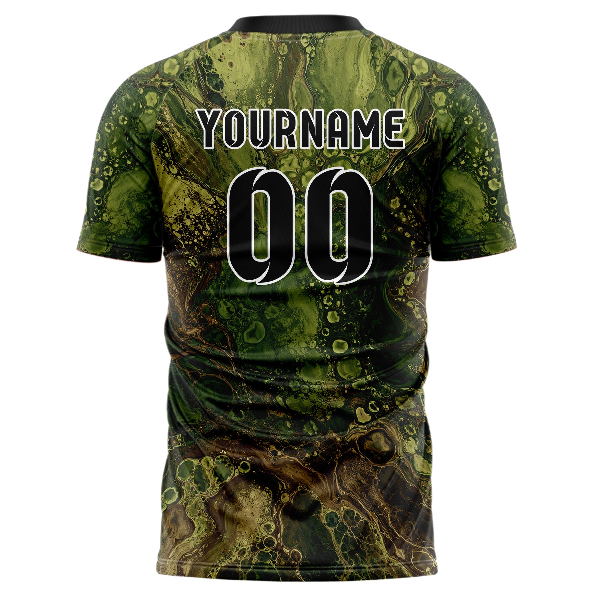 Olivgruen erdiges Marmor Acrylic Pour Design 14-0047 individuelles Fußballtrikot back