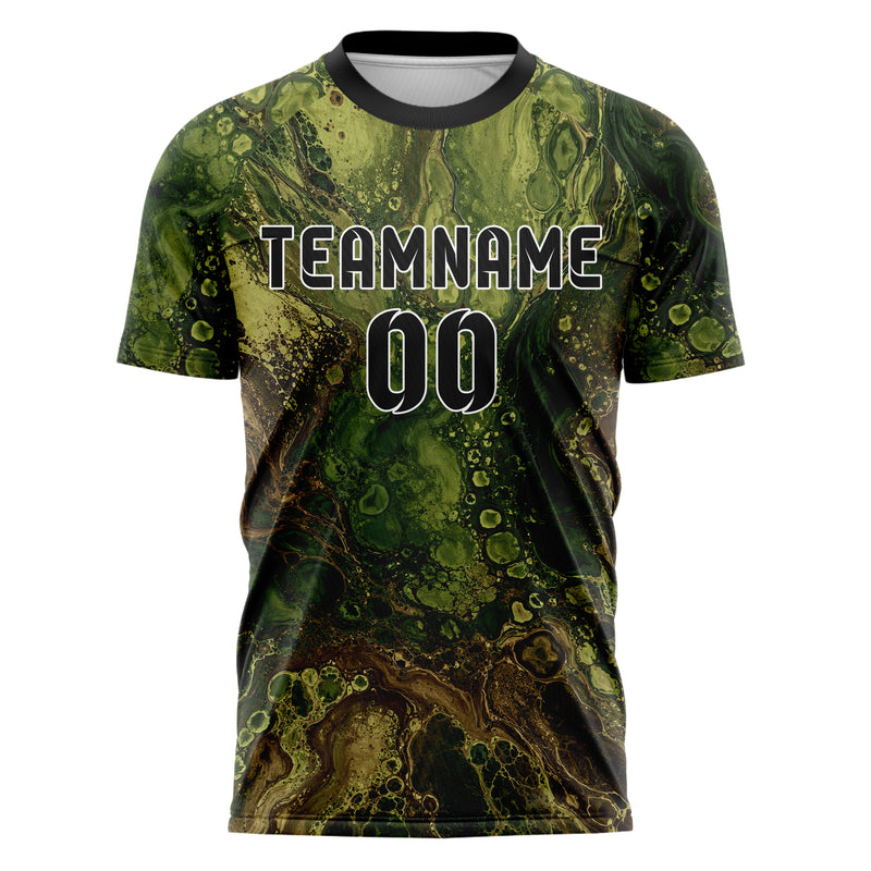Olivgruen erdiges Marmor Acrylic Pour Design 14-0047 individuelles Fußballtrikot front