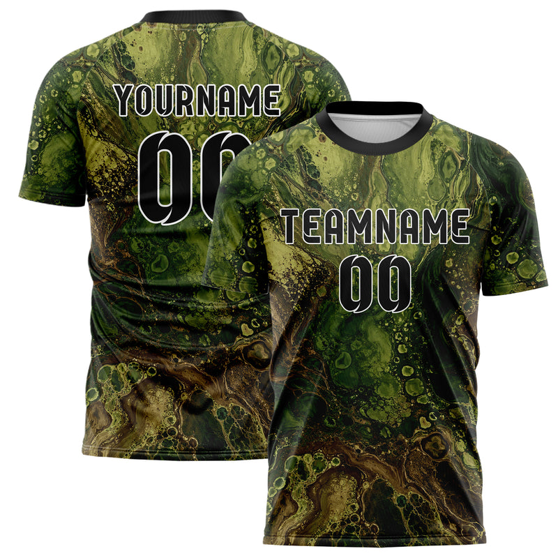 Olivgruen erdiges Marmor Acrylic Pour Design 14-0047 individuelles Fußballtrikot main