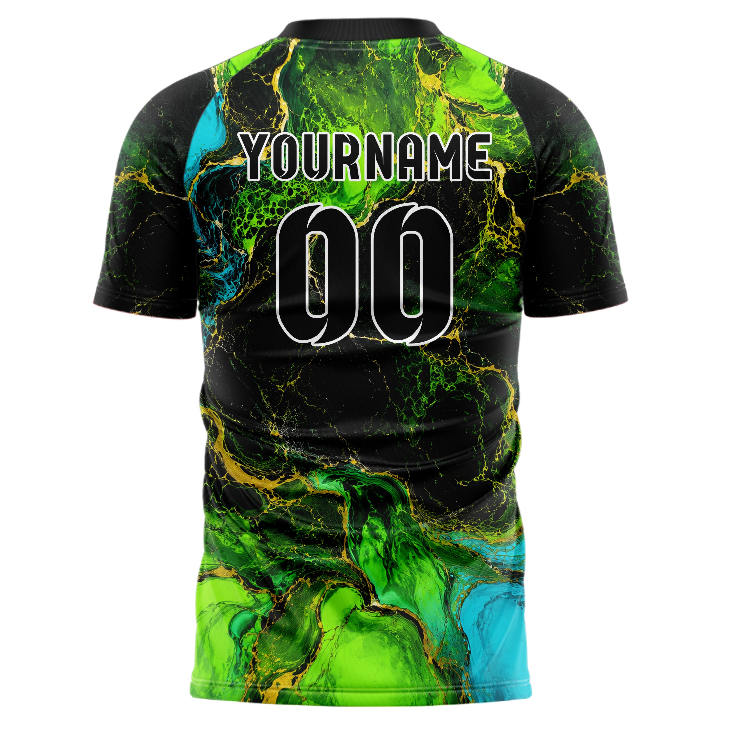 Neongruen lebendiges Marmor Luxury Marble Veins Design 14-0021 individuelles Fußballtrikot back