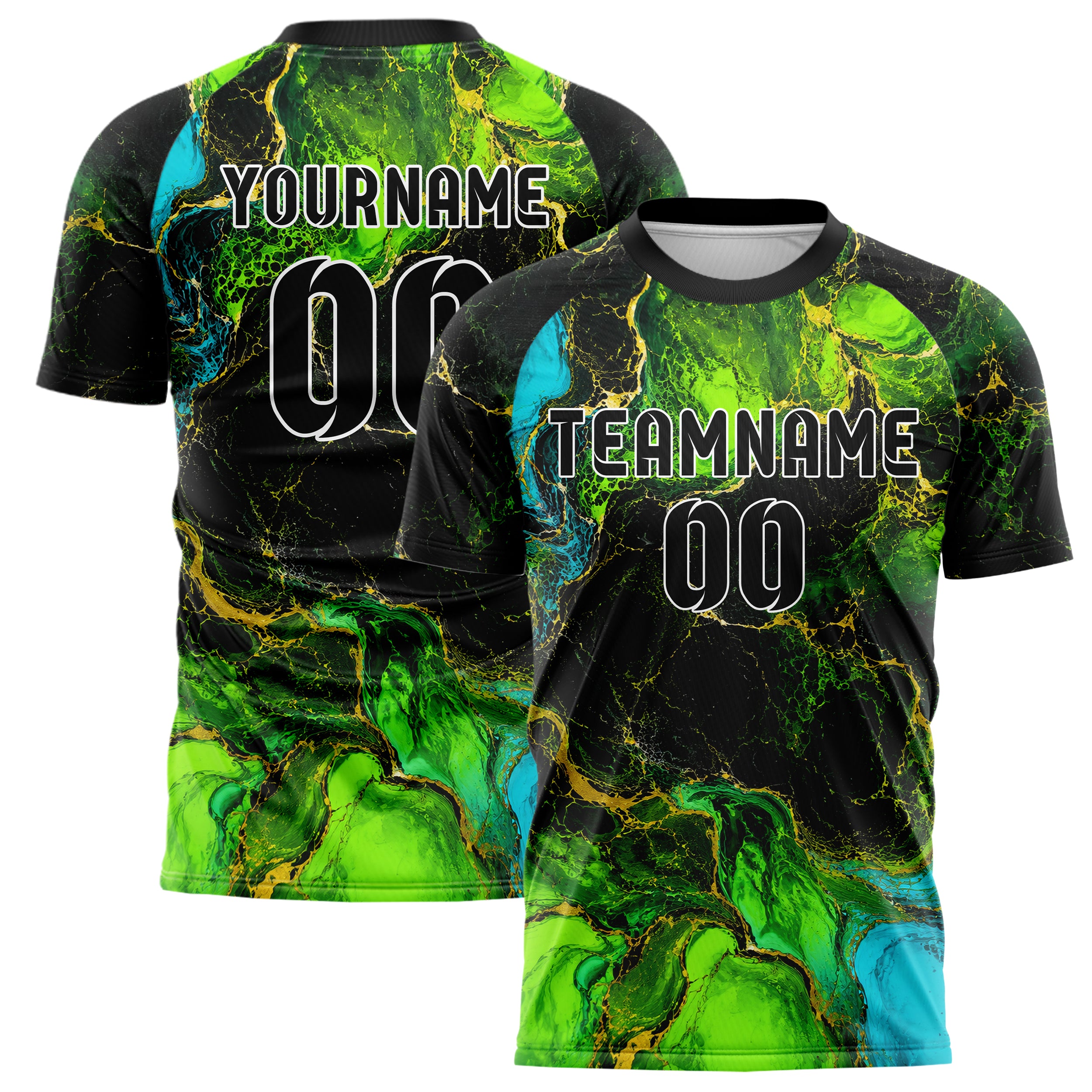 Neongruen lebendiges Marmor Luxury Marble Veins Design 14-0021 individuelles Fußballtrikot main