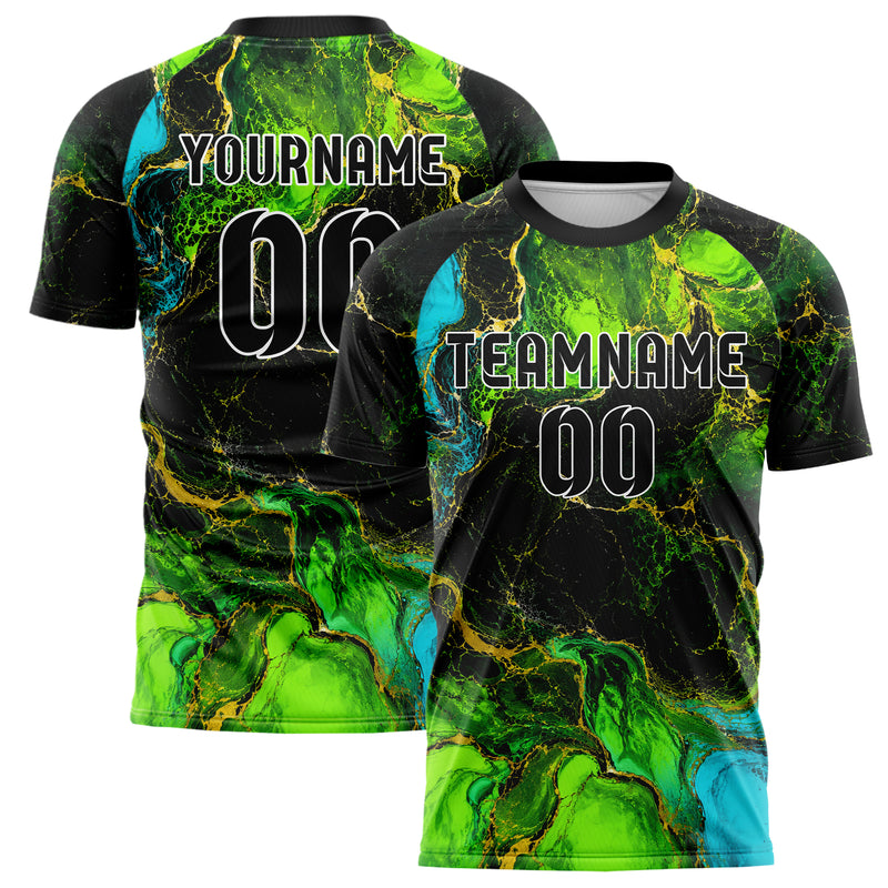 Neongruen lebendiges Marmor Luxury Marble Veins Design 14-0021 individuelles Fußballtrikot main