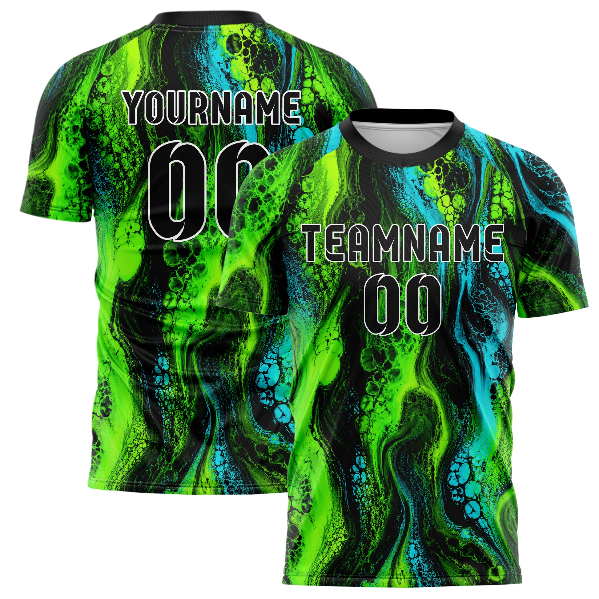 Neongruen lebendiges Marmor Ocean Wave Fluid Design 14-0036 individuelles Fußballtrikot main