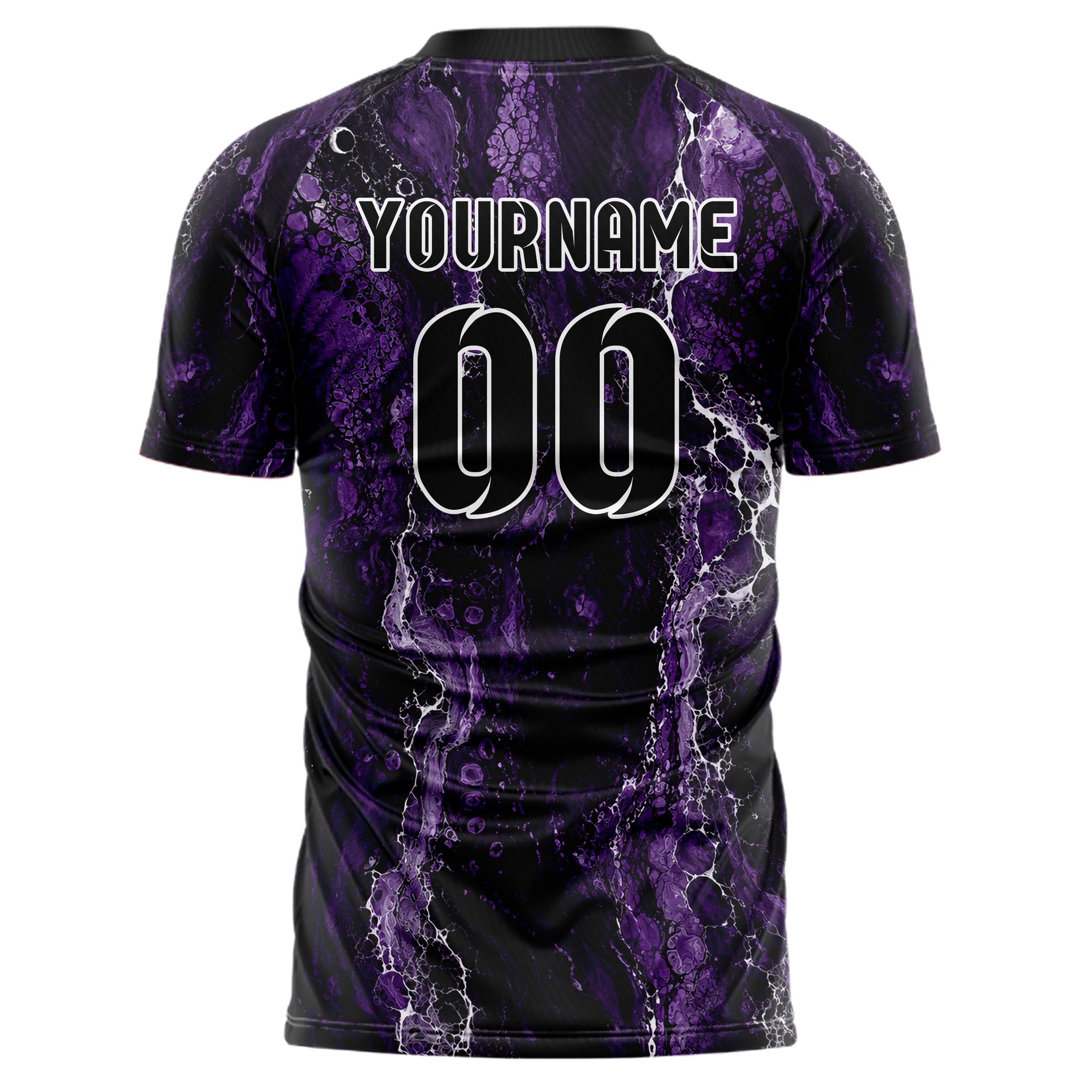Dunkellila dunkles Marmor Luxury Marble Veins Design 14-0003 individuelles Fußballtrikot back