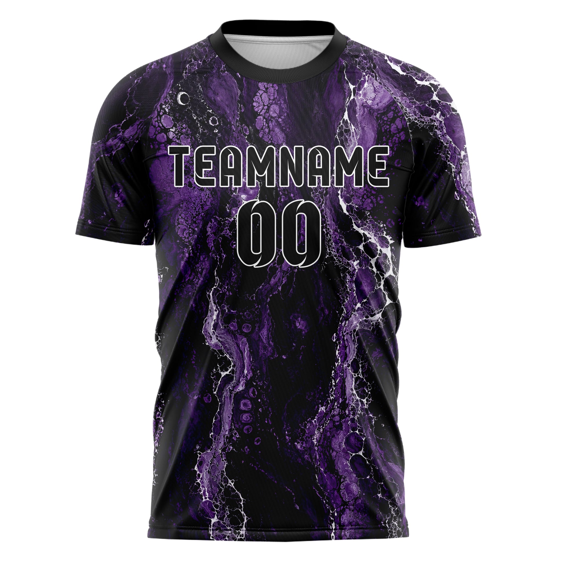 Dunkellila dunkles Marmor Luxury Marble Veins Design 14-0003 individuelles Fußballtrikot front