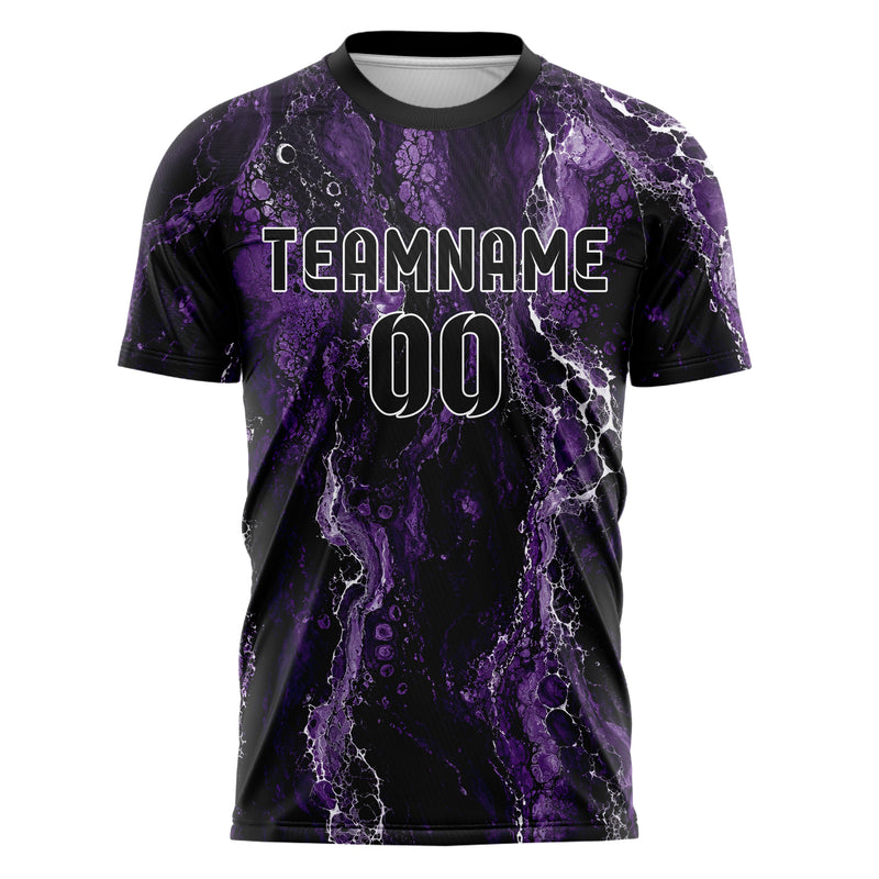Dunkellila dunkles Marmor Luxury Marble Veins Design 14-0003 individuelles Fußballtrikot front