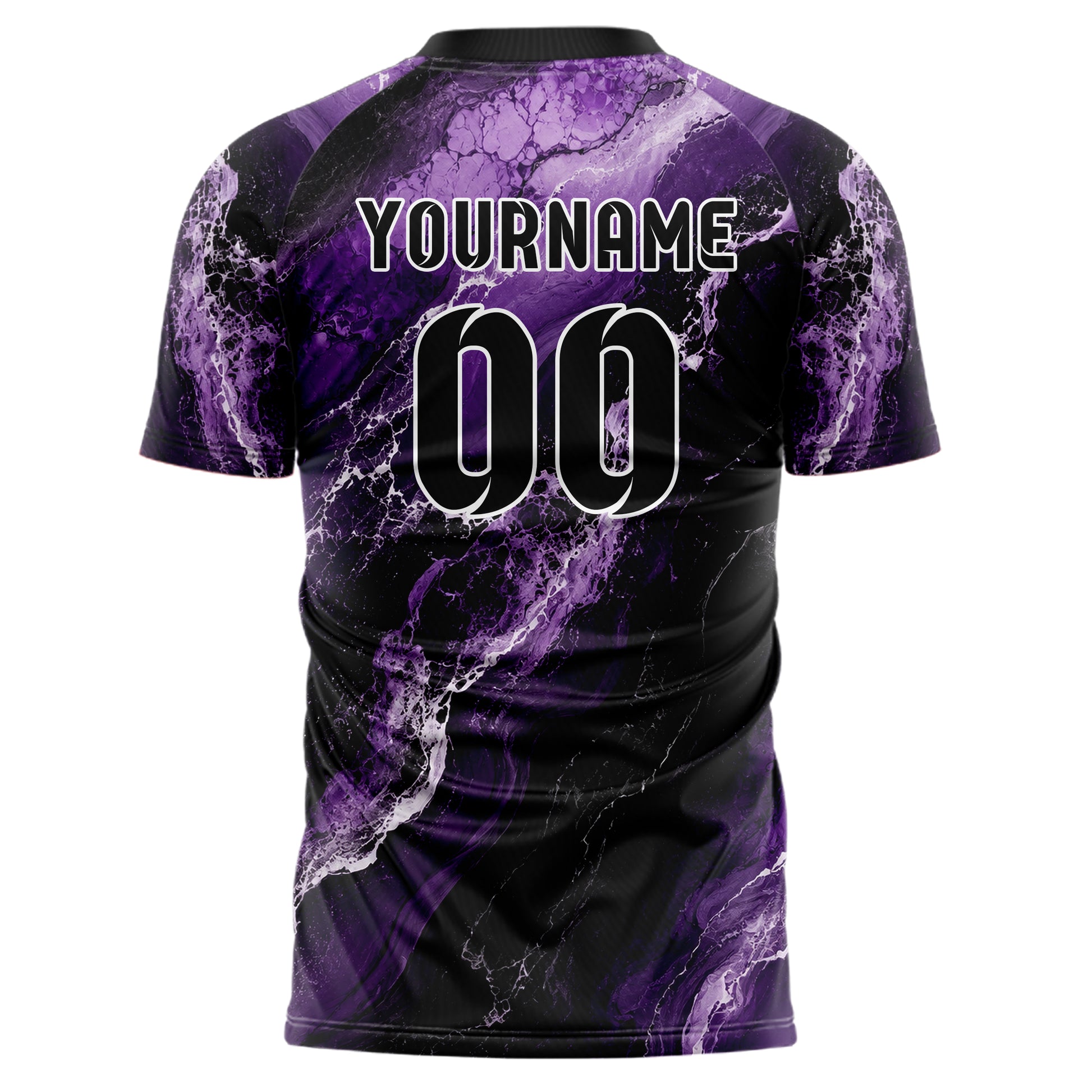 Dunkellila dunkles Marmor Luxury Marble Veins Design 14-0039 individuelles Fußballtrikot back