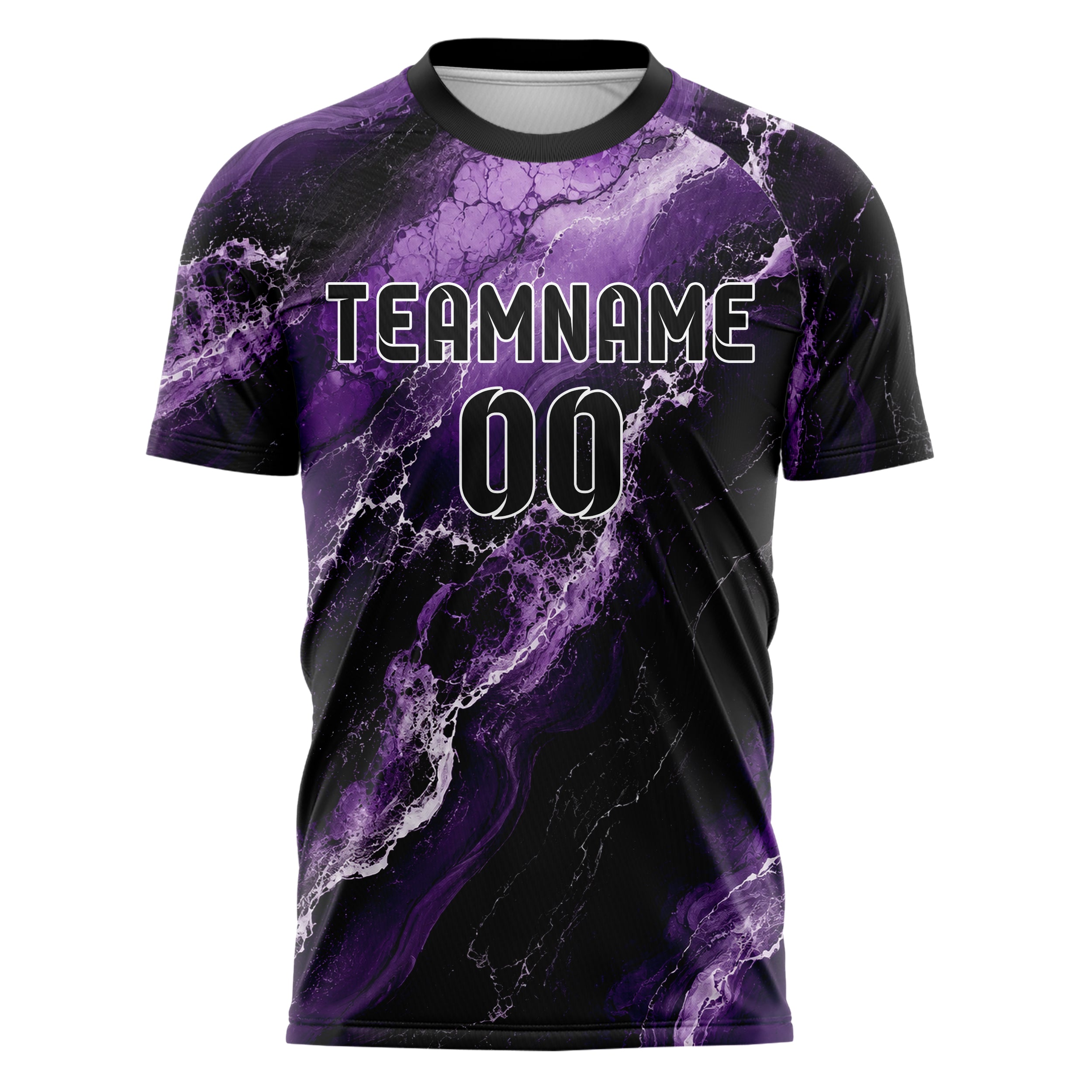 Dunkellila dunkles Marmor Luxury Marble Veins Design 14-0039 individuelles Fußballtrikot front