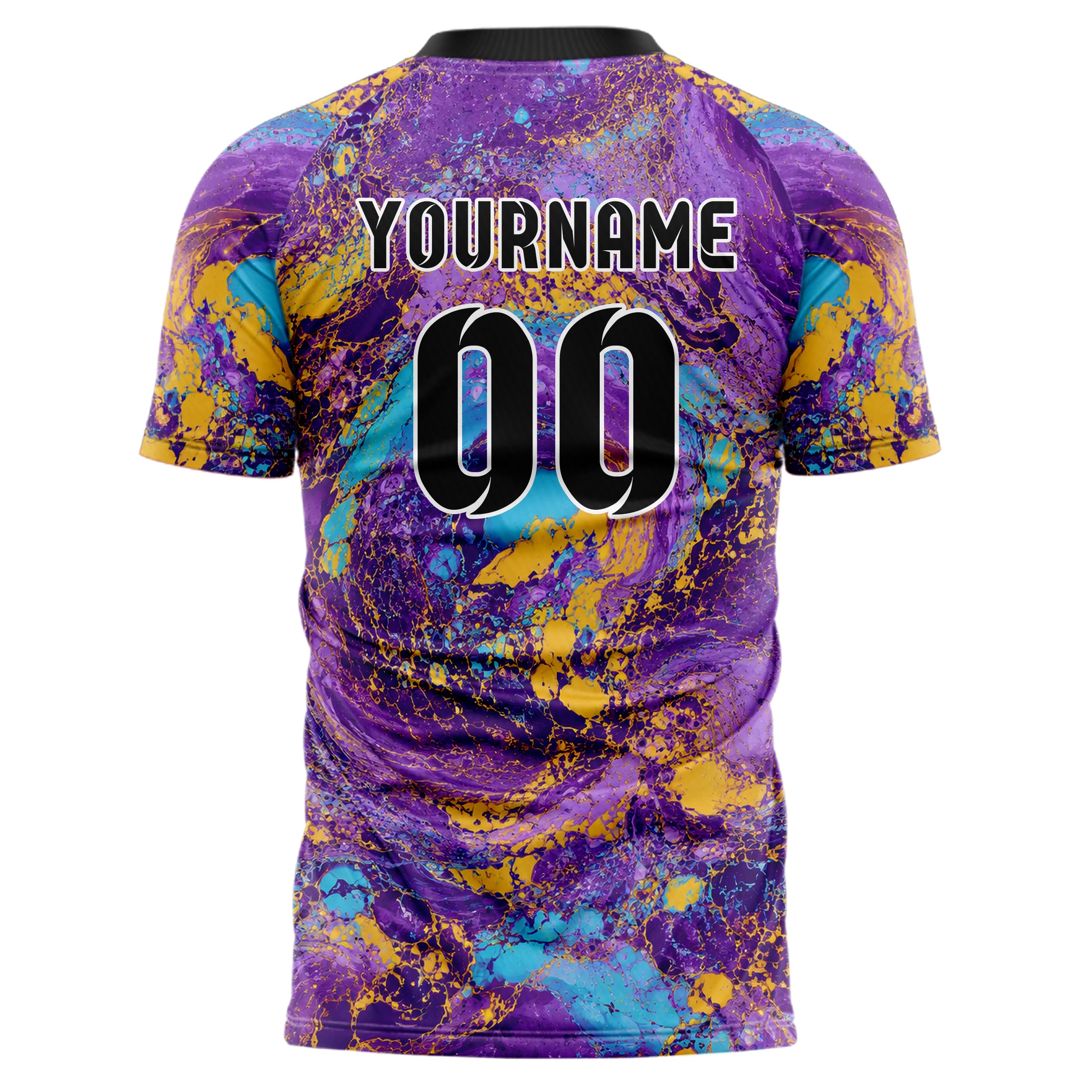 Lila lebendiges Marmor Acrylic Pour Design 14-0005 individuelles Fußballtrikot back