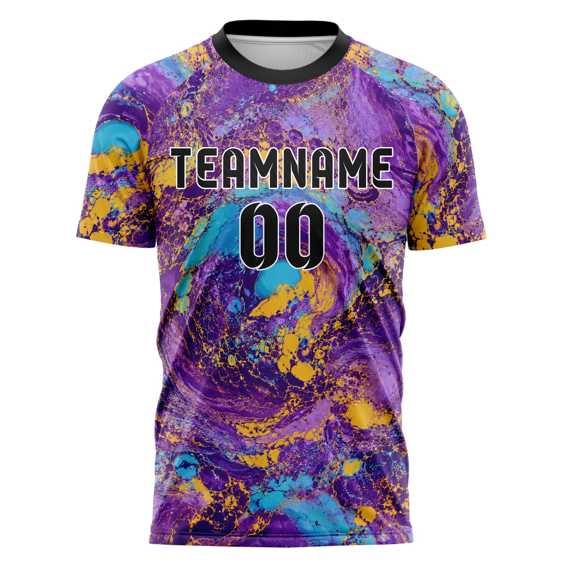 Lila lebendiges Marmor Acrylic Pour Design 14-0005 individuelles Fußballtrikot front