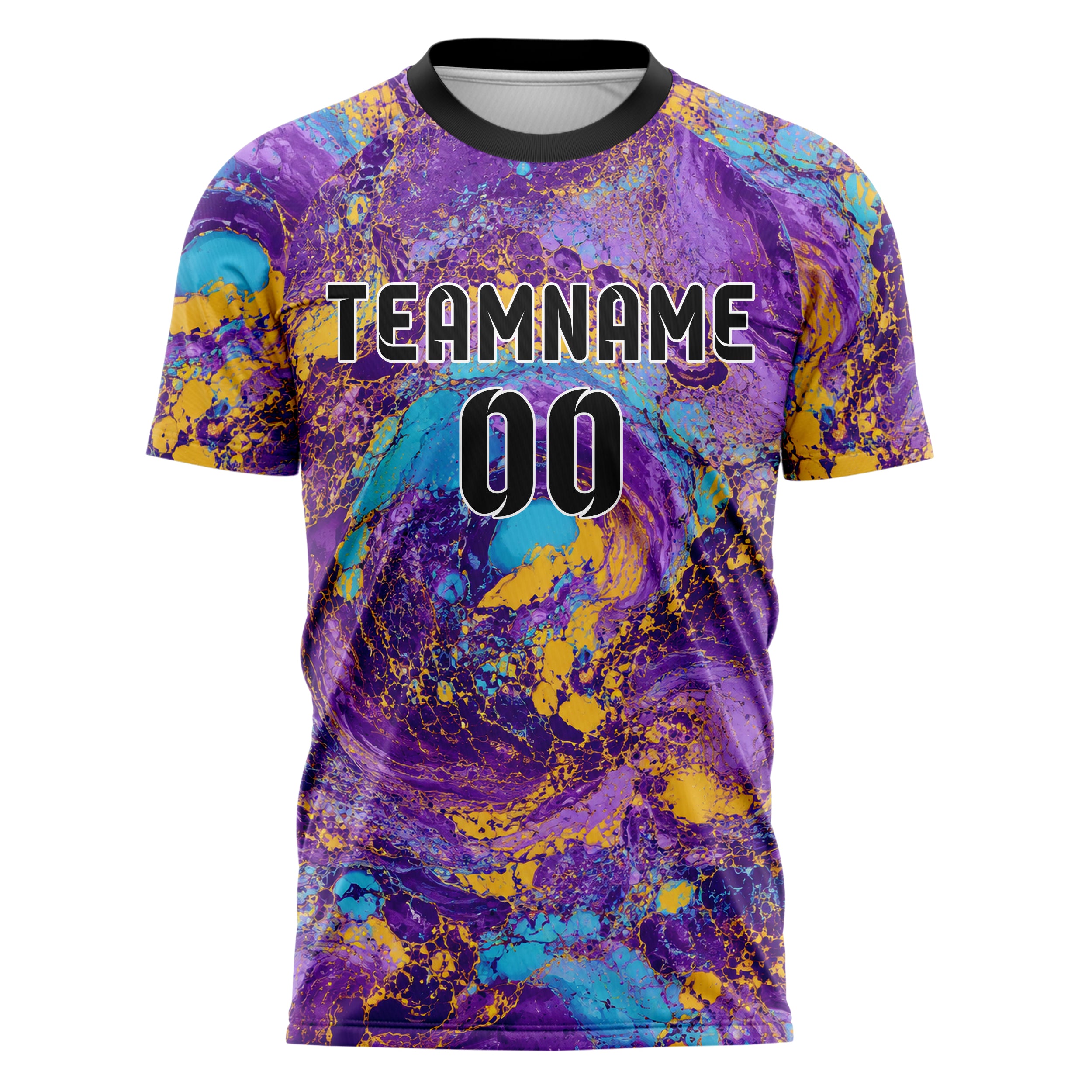 Lila lebendiges Marmor Acrylic Pour Design 14-0005 individuelles Fußballtrikot front