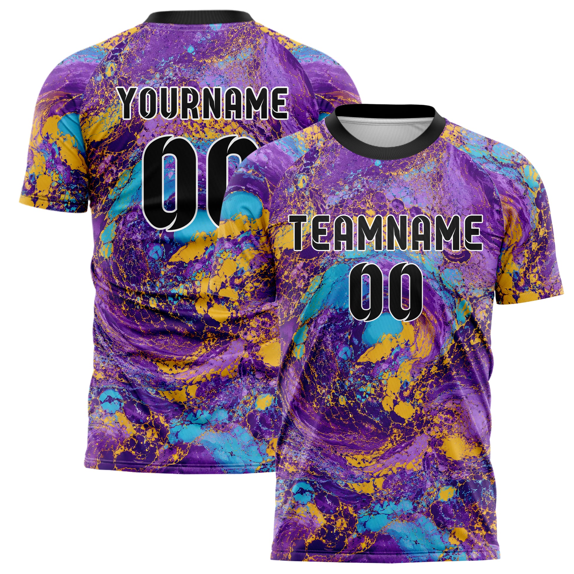 Lila lebendiges Marmor Acrylic Pour Design 14-0005 individuelles Fußballtrikot main