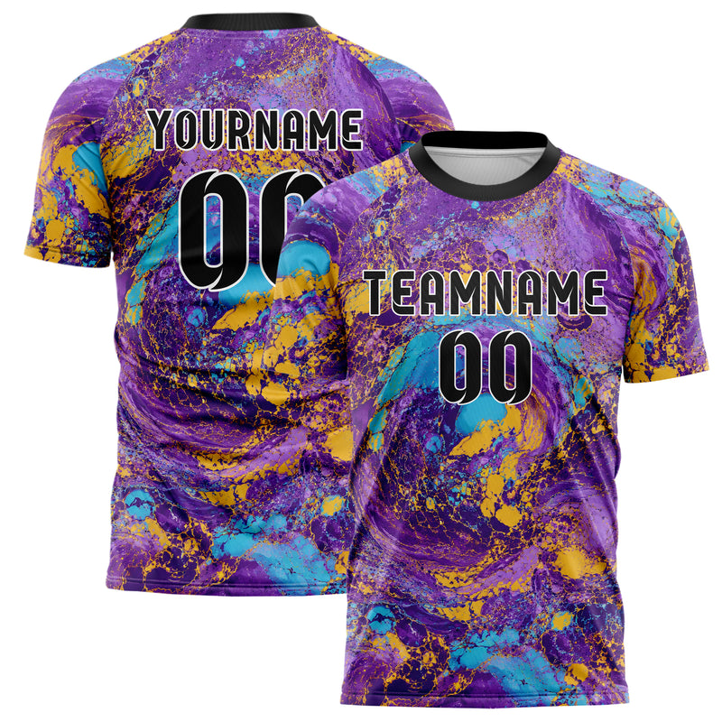 Lila lebendiges Marmor Acrylic Pour Design 14-0005 individuelles Fußballtrikot main