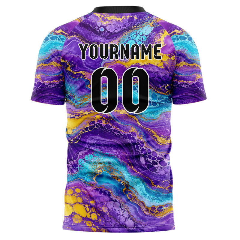 Lila lebendiges Marmor Acrylic Pour Design 14-0029 individuelles Fußballtrikot back